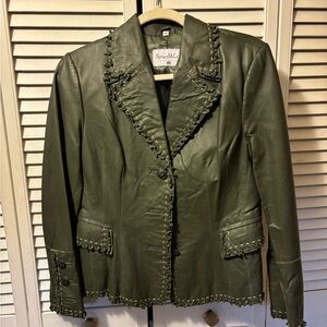 Green Pamela McCoy leather long sleeve size s jacket